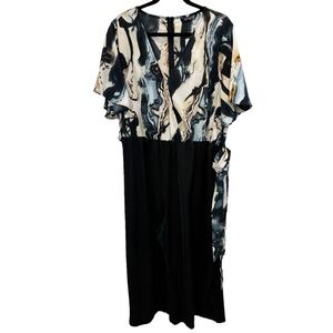 Bloomchic Navy Blue Size 22 24 Short Sleeve Back Zip Belted Jumpsuit